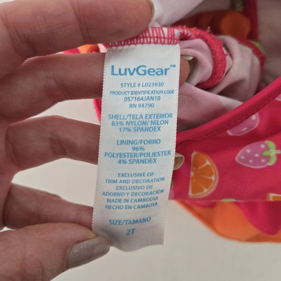 LuvGear Sun Alert pink with fruit swimsuit for toddler size 2T - Picture 9 of 10
